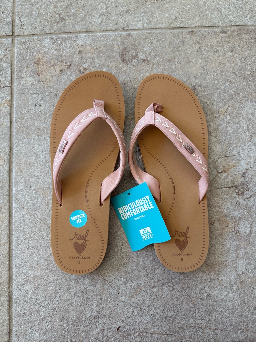 Reef Women’s Pink and Tan Cushion Flip Flop Sandals